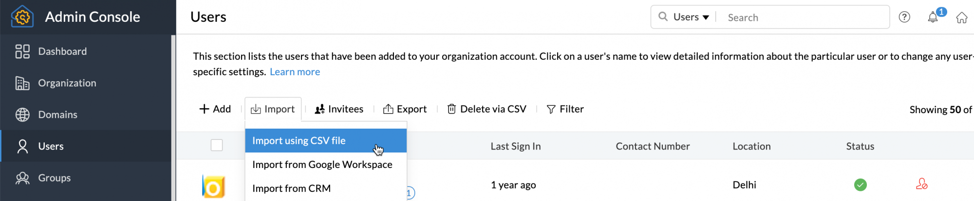 Importar usando um arquivo CSV