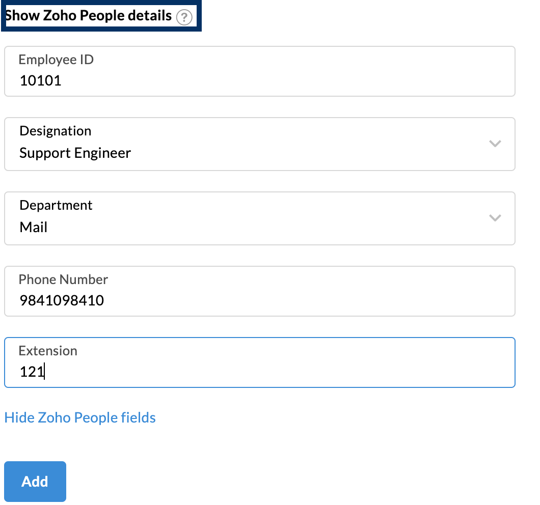 Zoho People fields