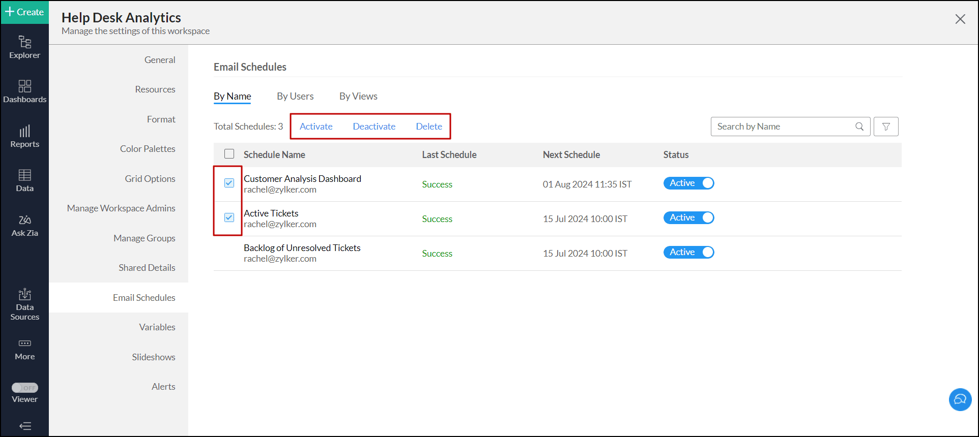 Workspace Settings | Analytics Plus