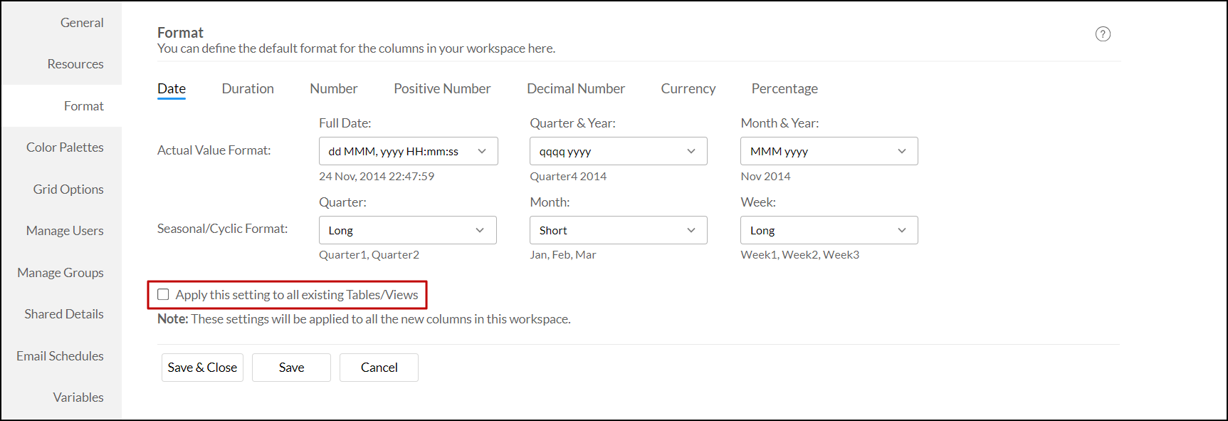 Workspace Settings | Analytics Plus