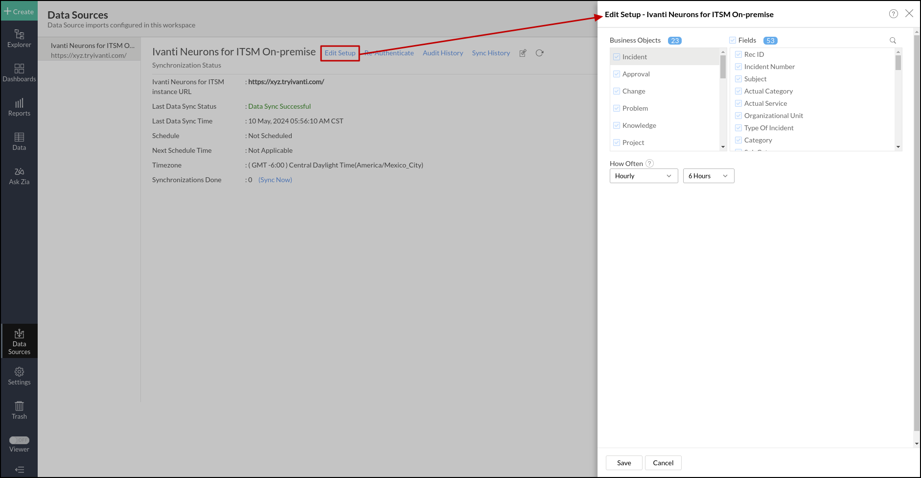 Integration with Ivanti Neurons for ITSM On-Premise | Analytics Plus Cloud