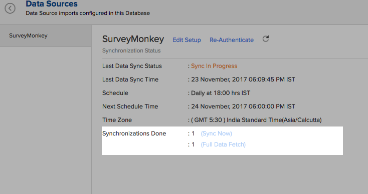 Survey Monkey Connector L Zoho Analytics Help - surveymonkey data will get instantly synchronized you can use this option for a maximum of five times between the schedules