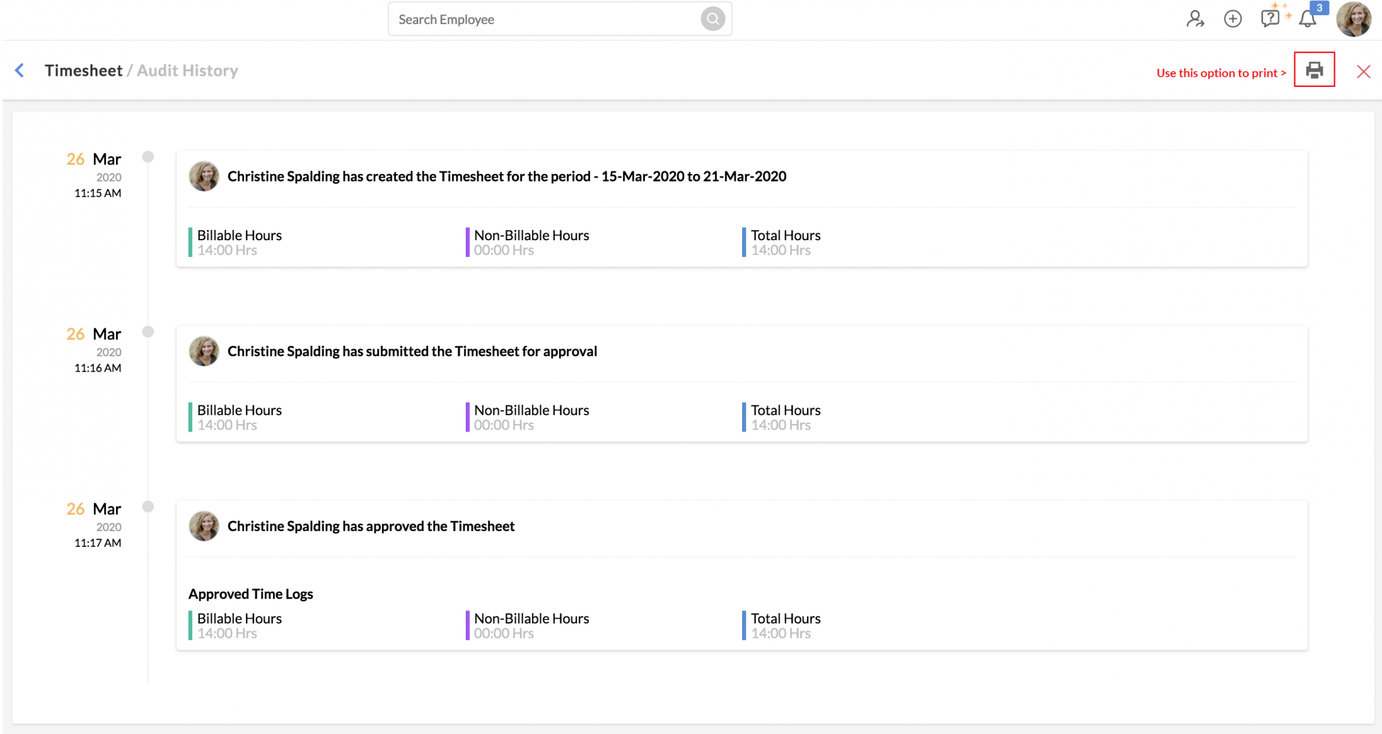 Timesheets Zoho People