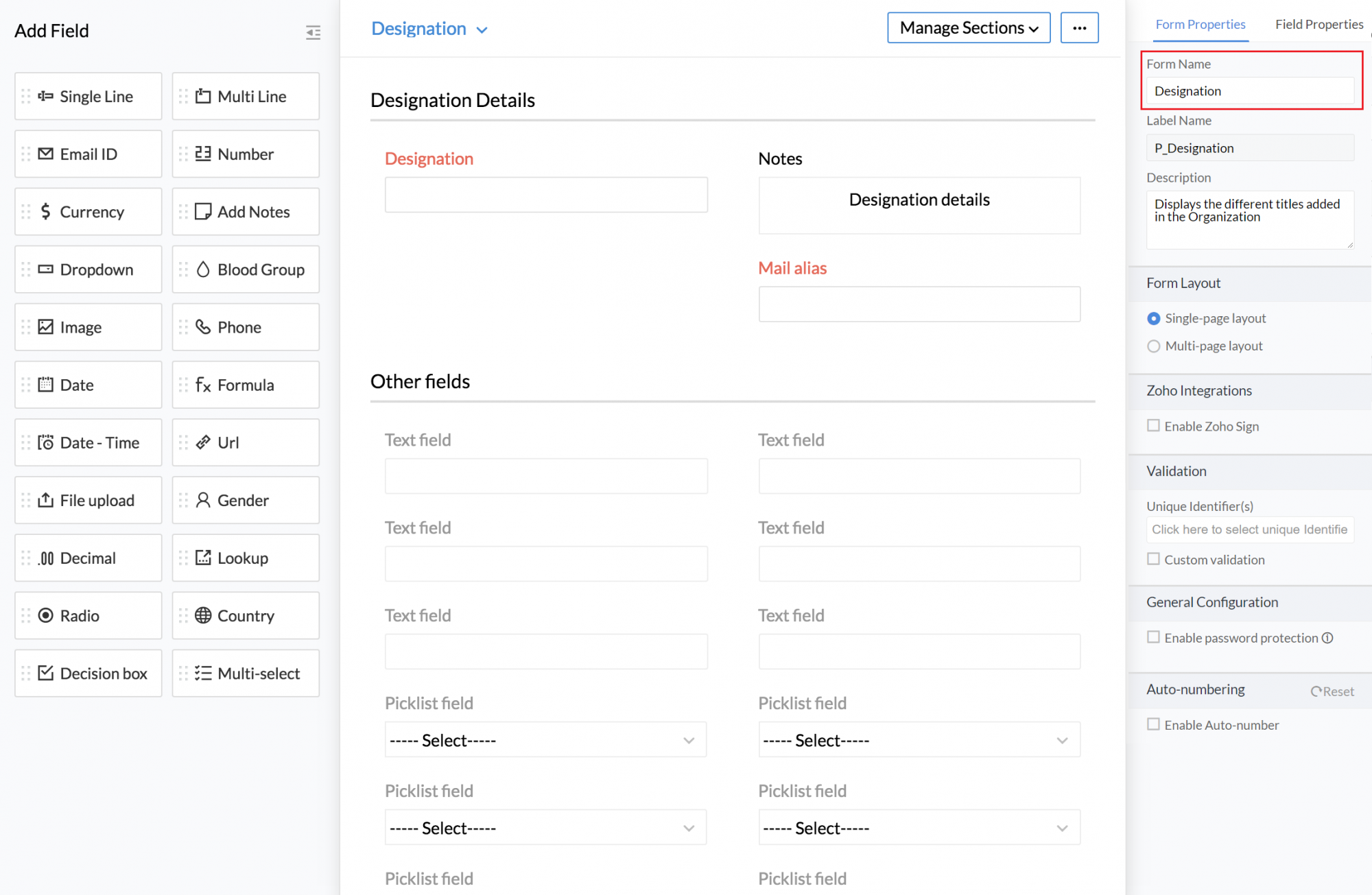 Creating Forms Zoho People