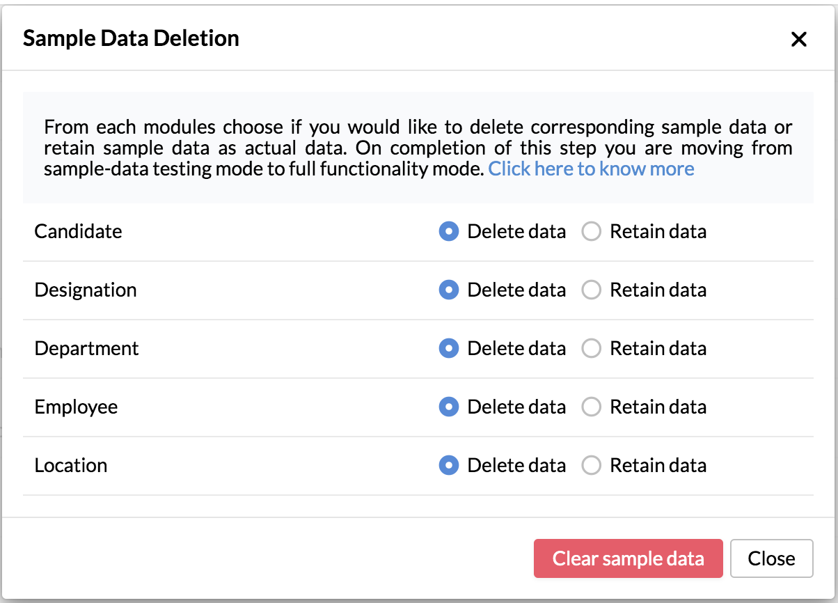 Sample data for setup | Getting Started | Mock Data | Zoho People