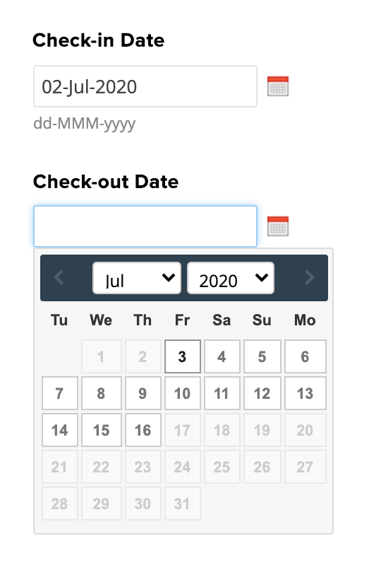 Customized Calendar Example