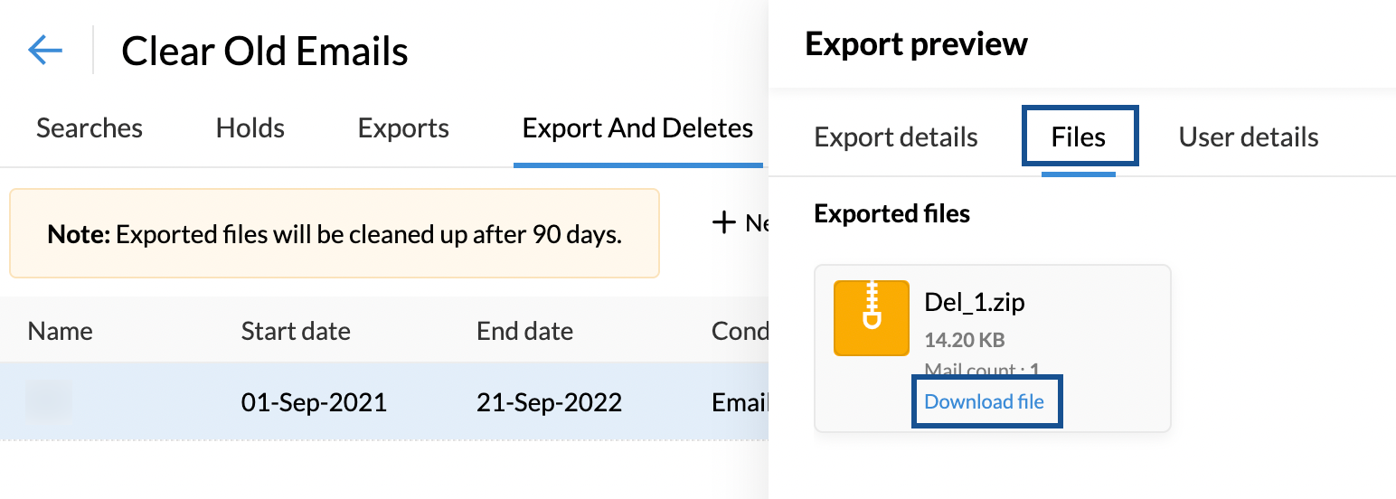 Download Exported Email