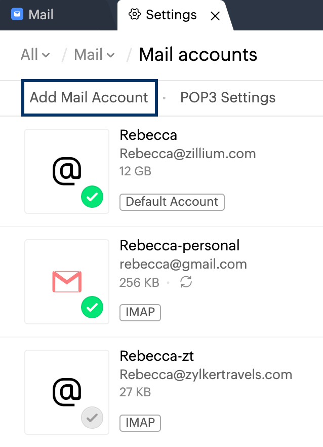 POP-Konten in Zoho Mail konfigurieren