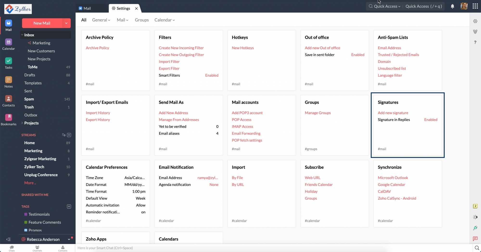 How to add a signature to your email? Zoho Mail