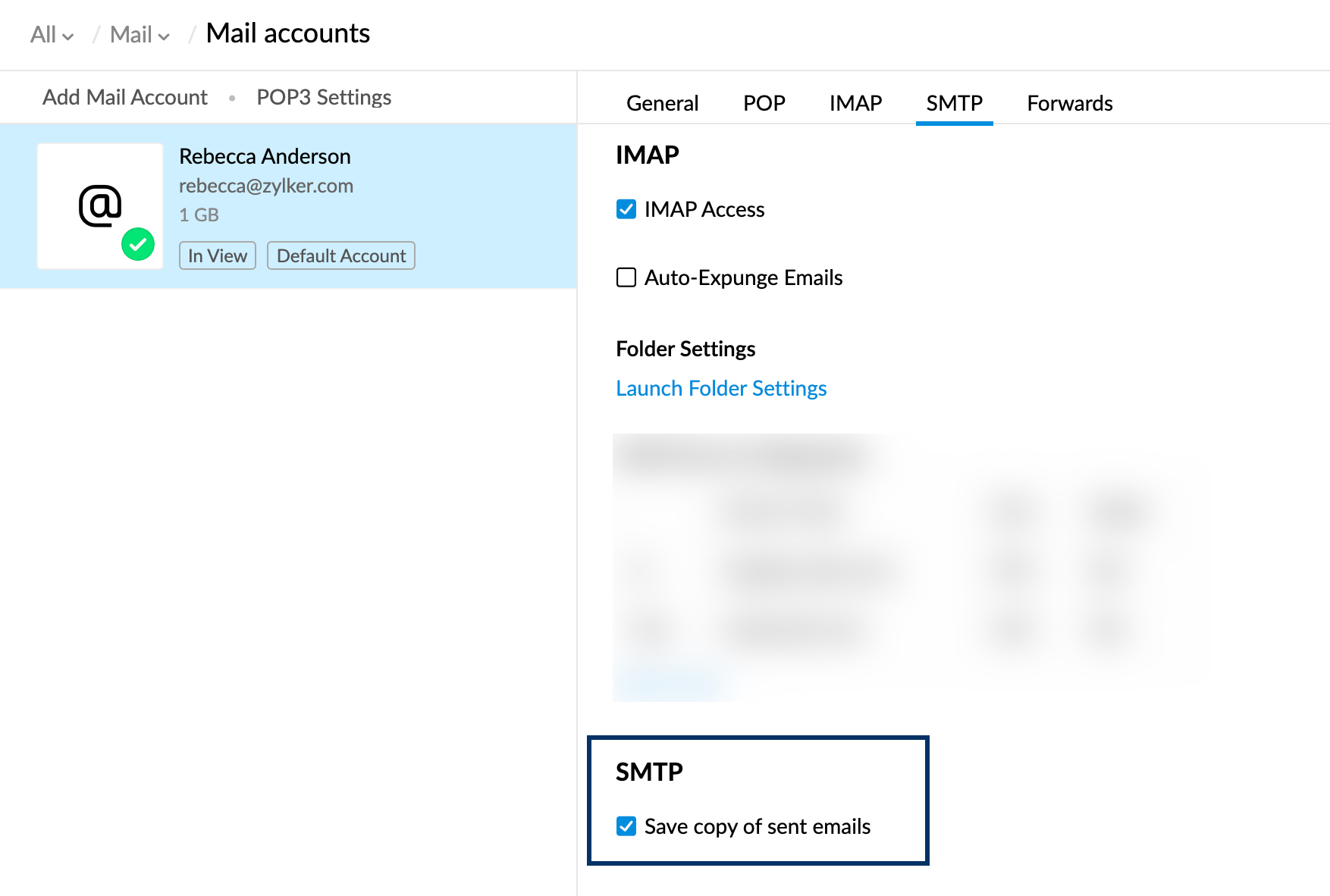 SMTP settings