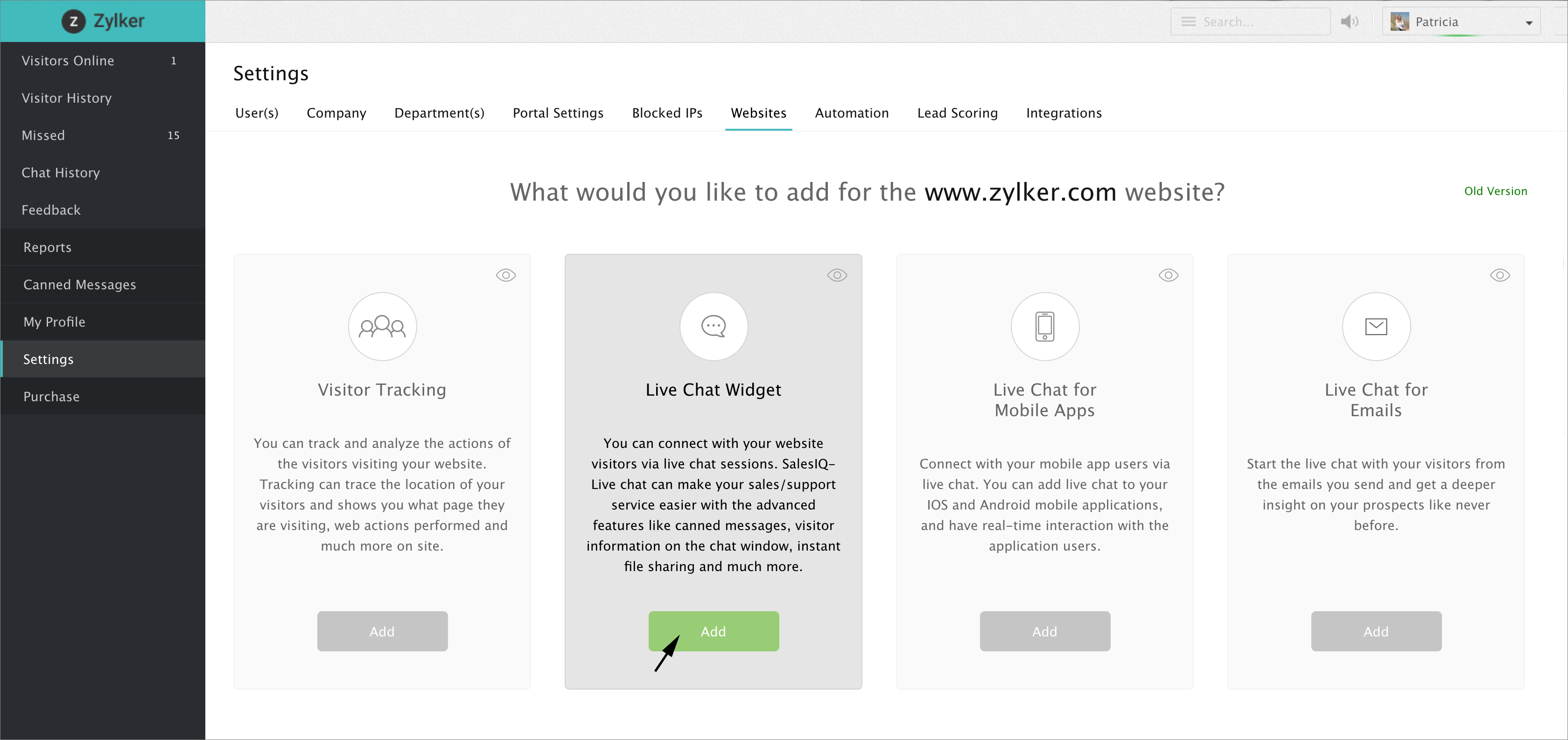 Live Chat Widget Zoho Salesiq