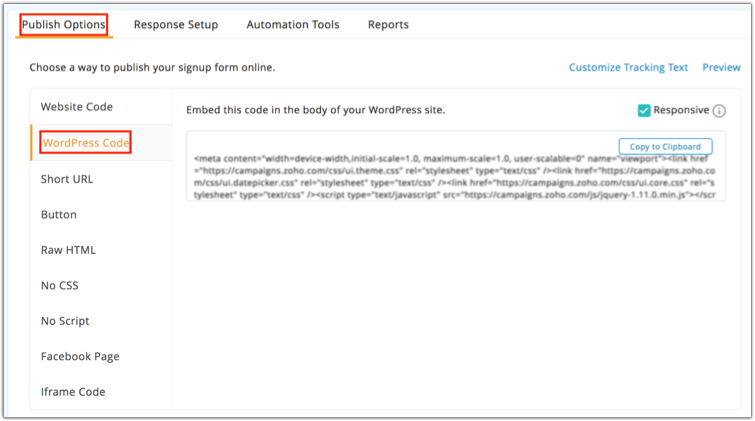 zoho campaigns online help signup forms sign up form html template