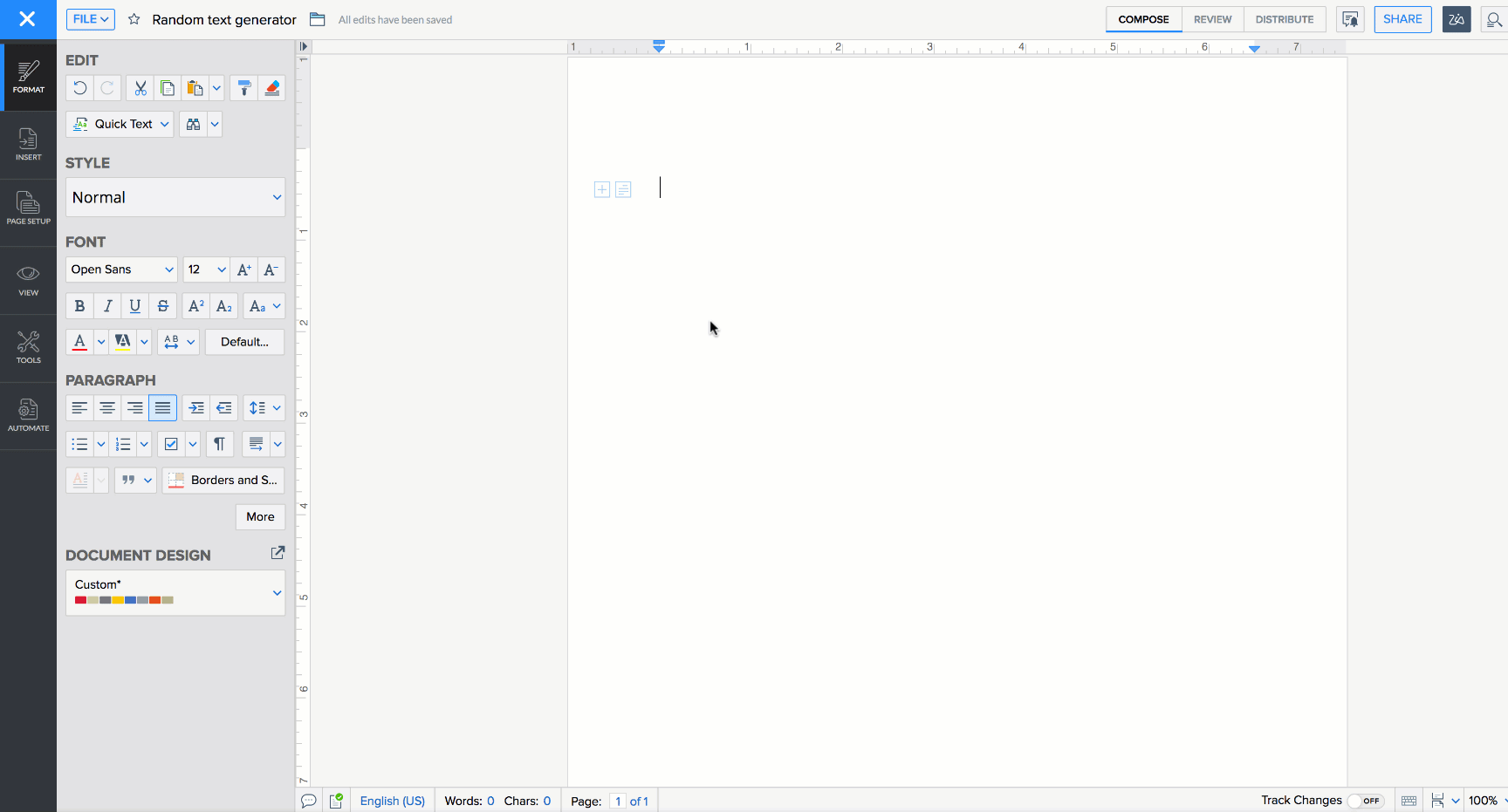 How to randomly generate text, use document navigation features and so on