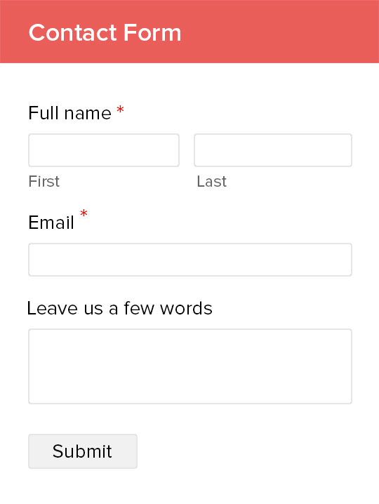 Zoho Forms Contact form template
