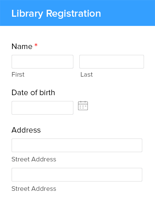 Zoho Forms Library Registration form template 