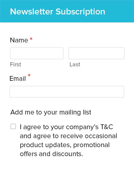 Zoho Forms Newsletter Subscription form template 