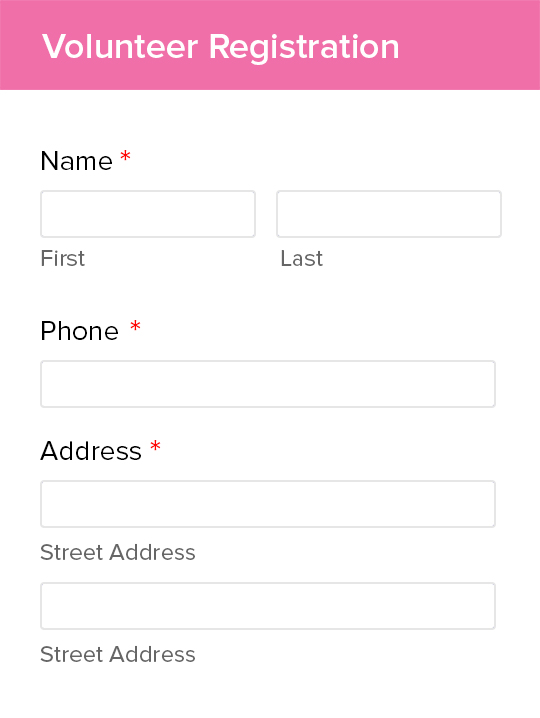Zoho Forms Volunteer Registration form template 