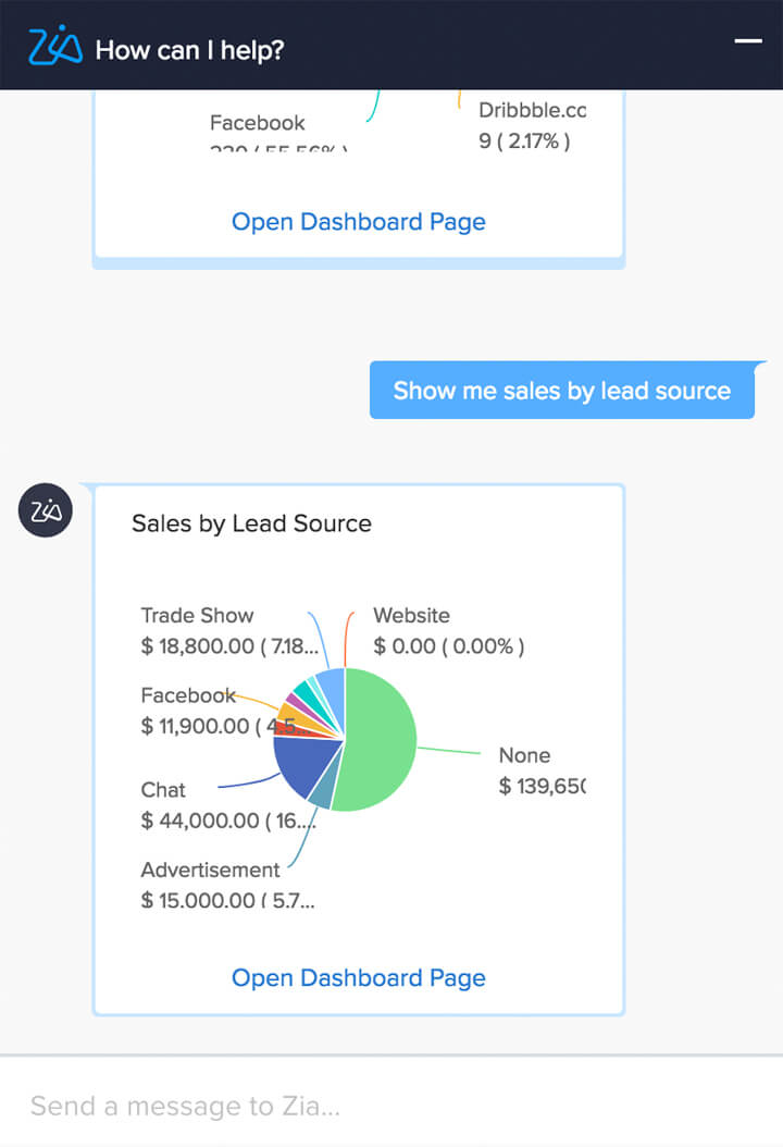Screen shot of Zia software.