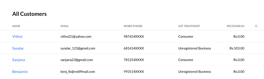 Record customer details during billing