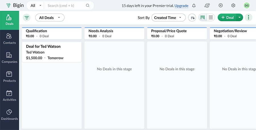 Step 1 - Accessing your Wallet Credits - Bigin by Zoho CRM