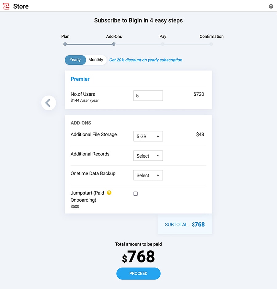Step 3 - Accessing your Wallet Credits - Bigin by Zoho CRM