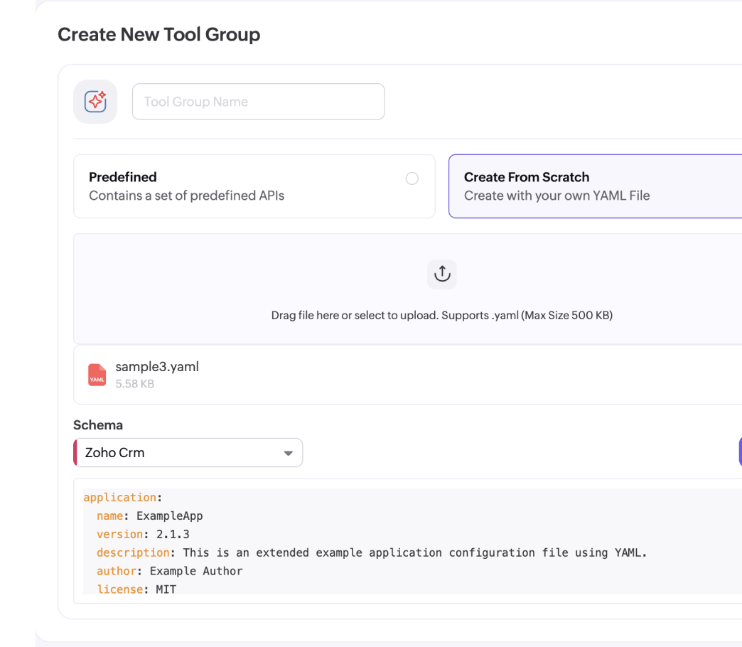 Customized tool groups interface