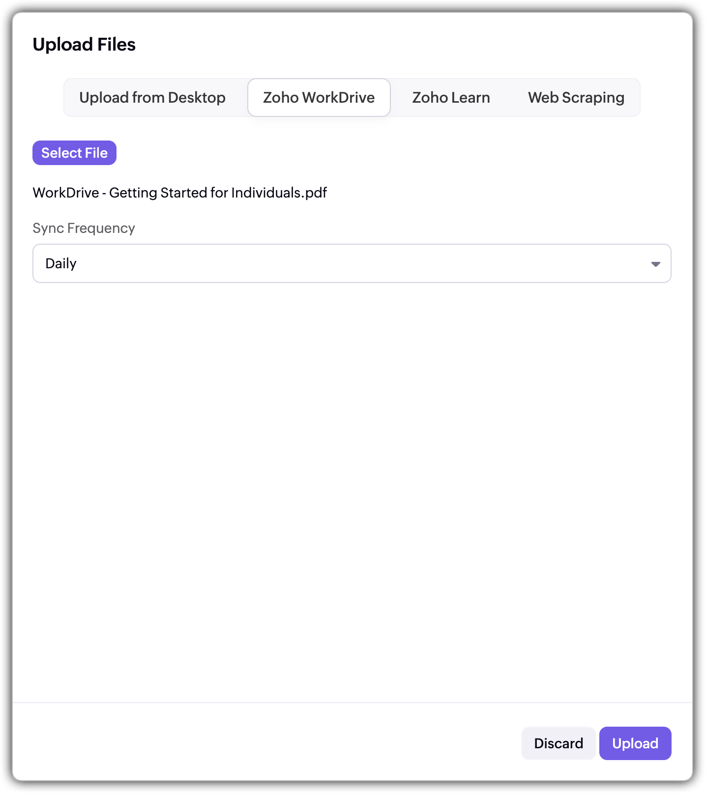 Upload from Zoho Workdrive