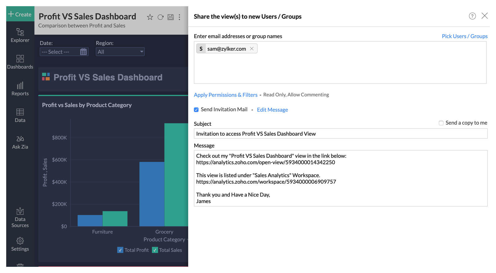 Deel rapporten en dashboards