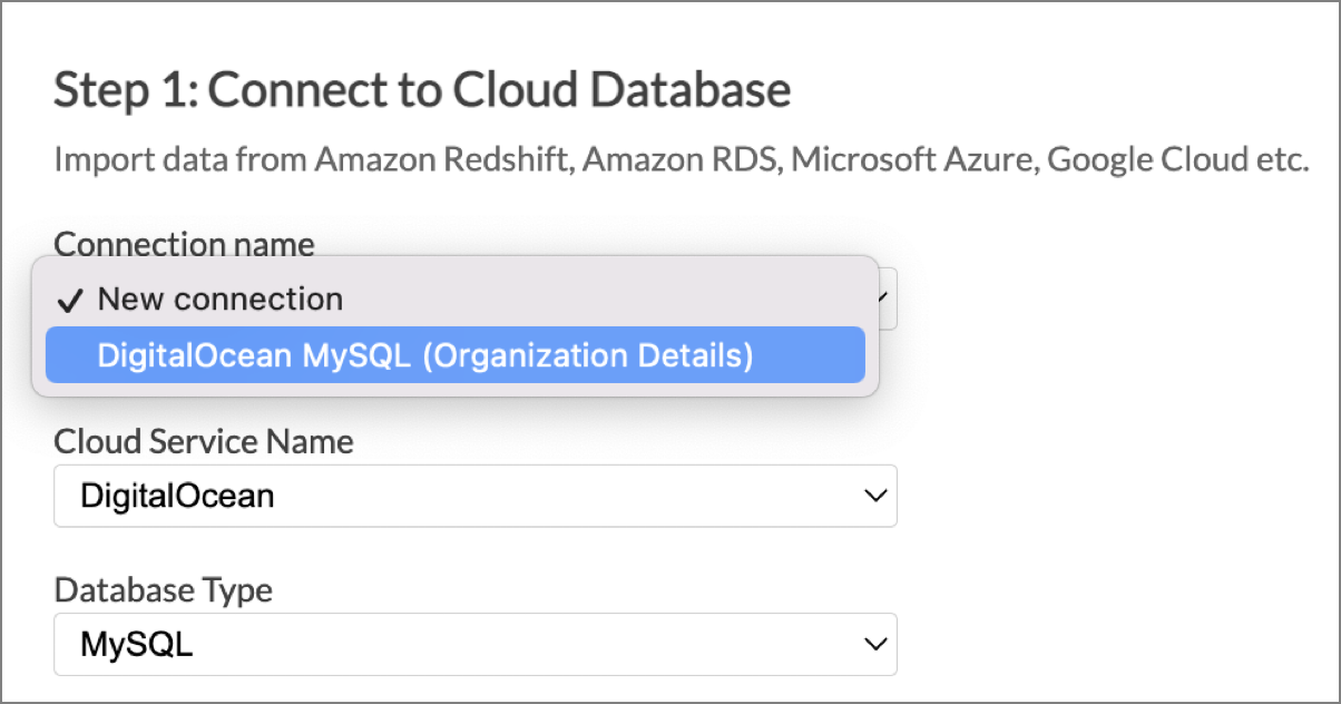 Import data from DigitalOcean MySQL