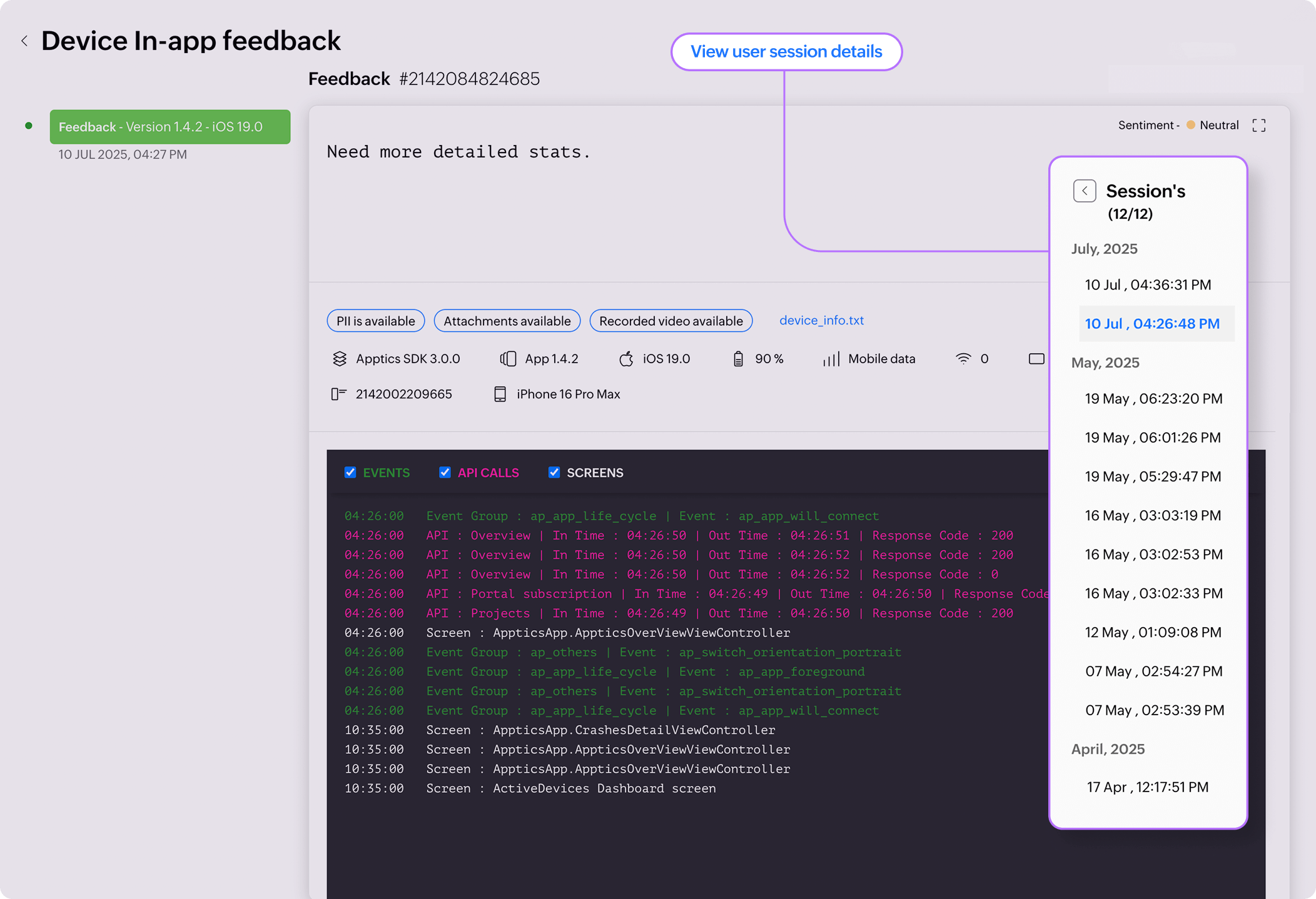 Contextual session data