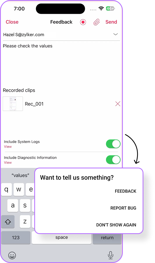 Seamless feedback and bug collection