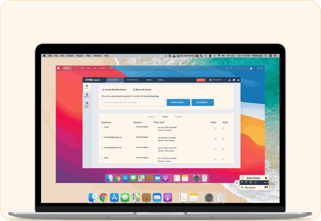 Zoho Assist Quick Support running on macOS