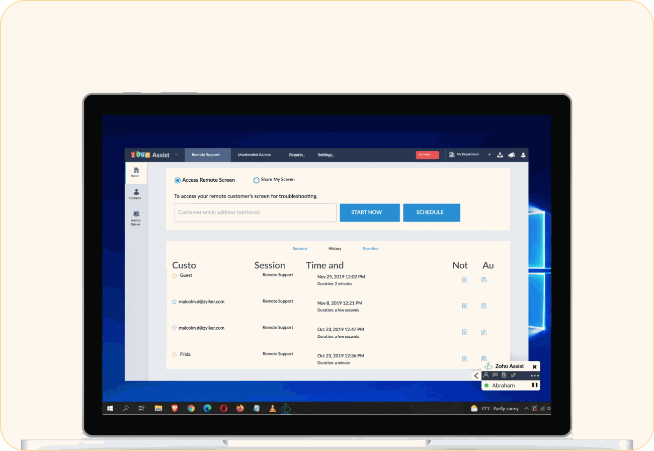 Zoho Assist Quick Support running on Windows