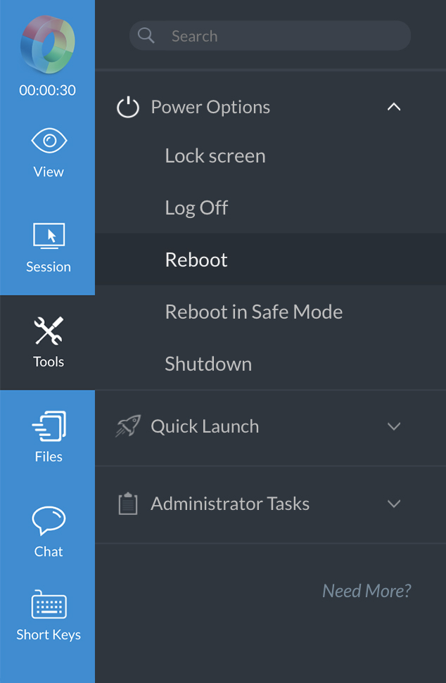 Reboot and reconnect to a remote computer in a single session.
