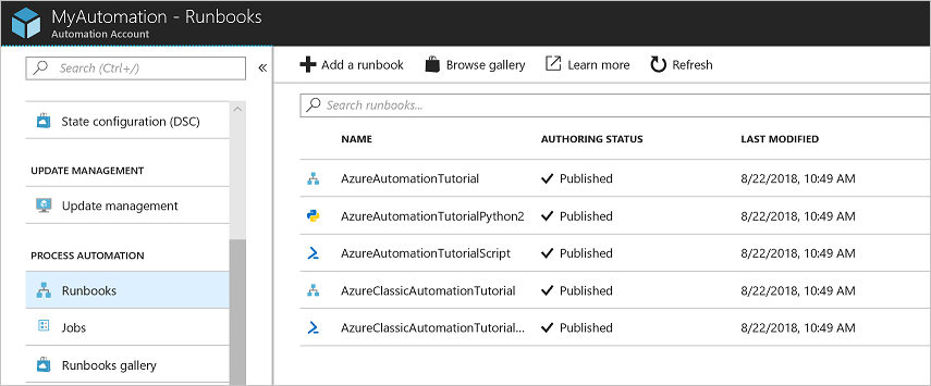 Create and name a runbook and set the runbook type as PowerShell.