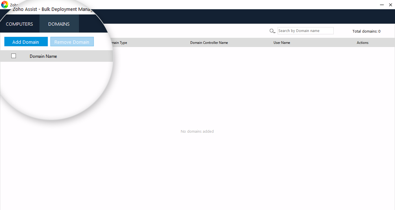 To add or remove Domains, Click on the tab DOMAINS and click on Add Domain.
