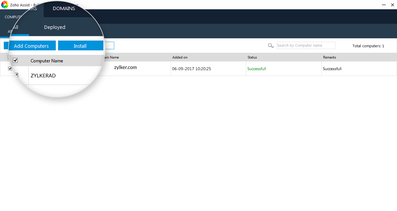 You can simply deploy an unattended access agent by clicking on Install, If the computers are already added to the list.