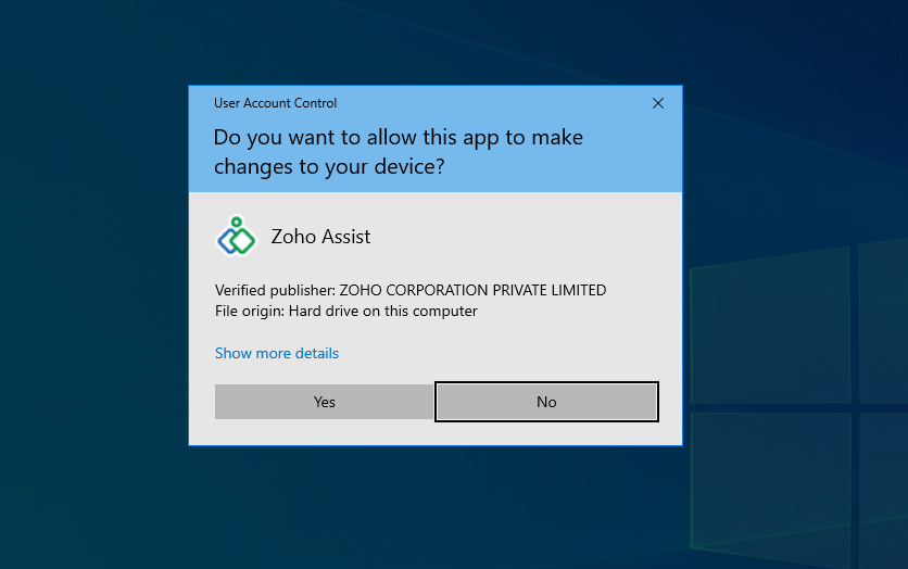 Windows UAC consent prompt