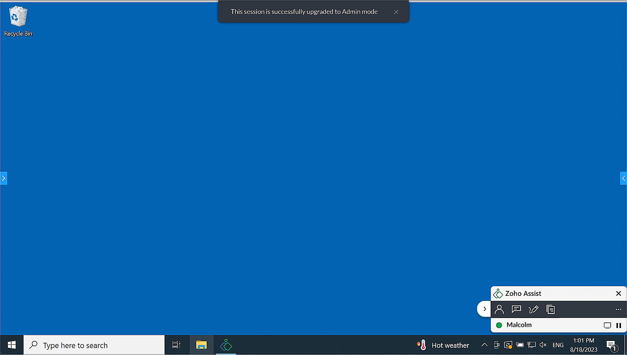 Elevation success notification