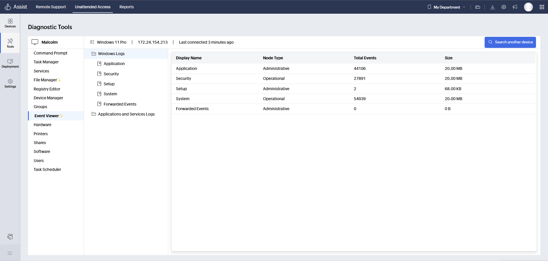 Event Viewer in Zoho Assist