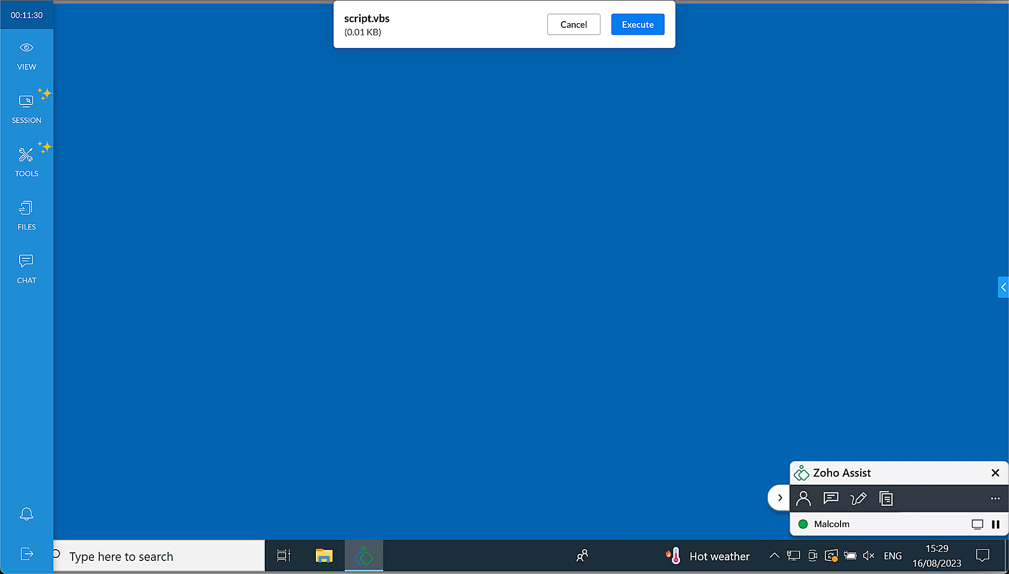 Execute script confirmation prompt