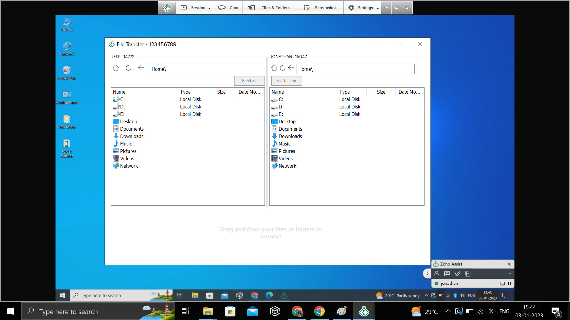 File Transfer window