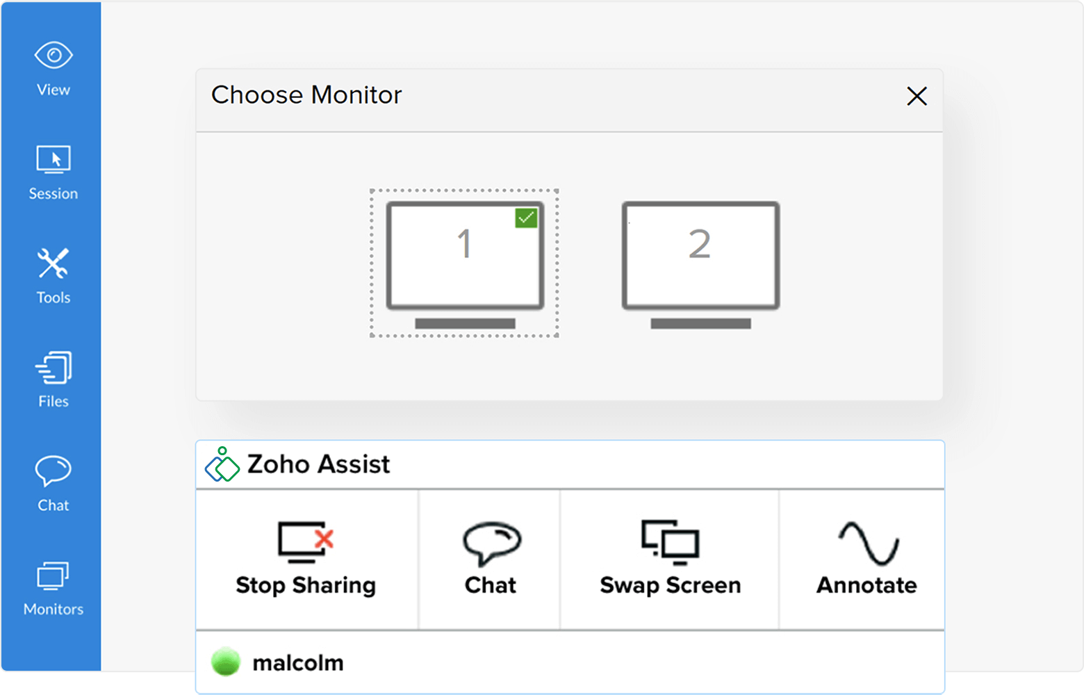 Software de servicio de asistencia remota para Mac de varios monitores - TÍTULO de Zoho Assist: Software de servicio de asistencia remota para Mac de varios monitores