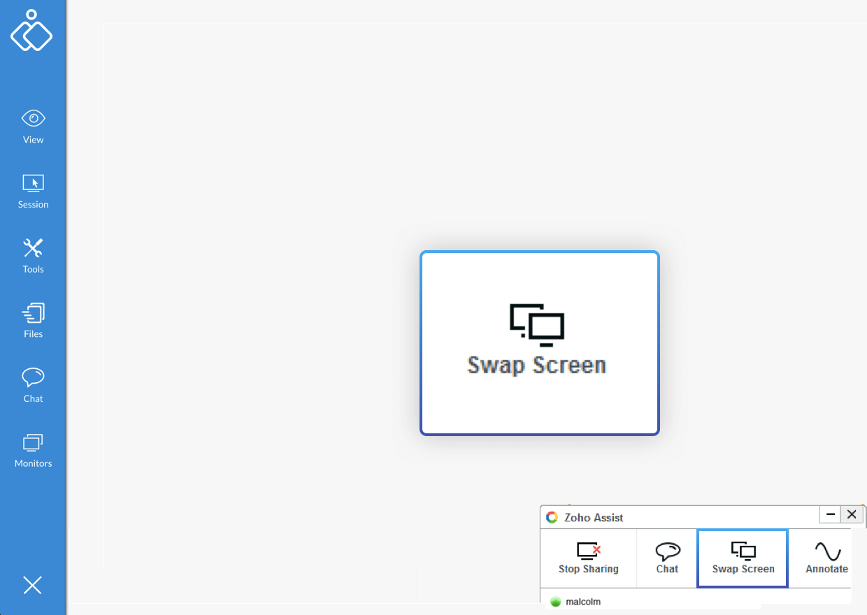  Swap screen in remote desktop Mac - Zoho Assist TITLE : Swap screen in remote desktop Mac