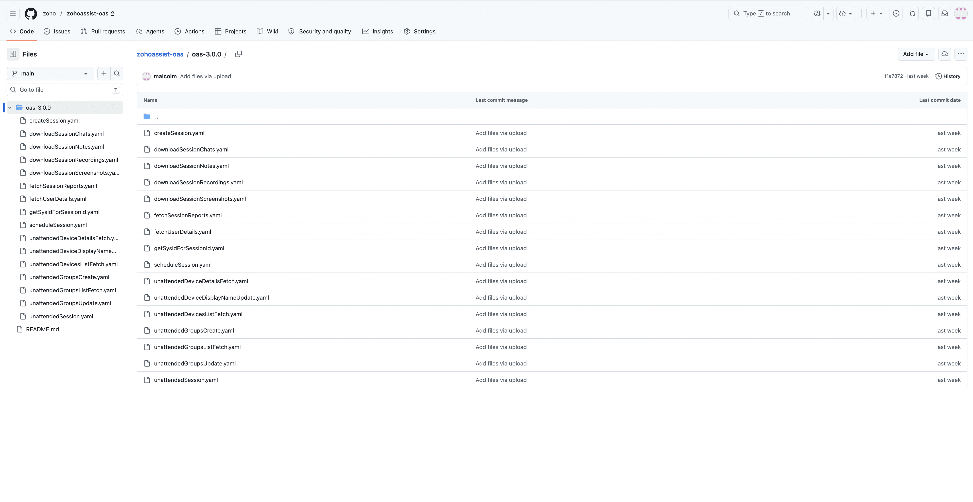 OpenAPI Specification (OAS) for Zoho Assist APIs