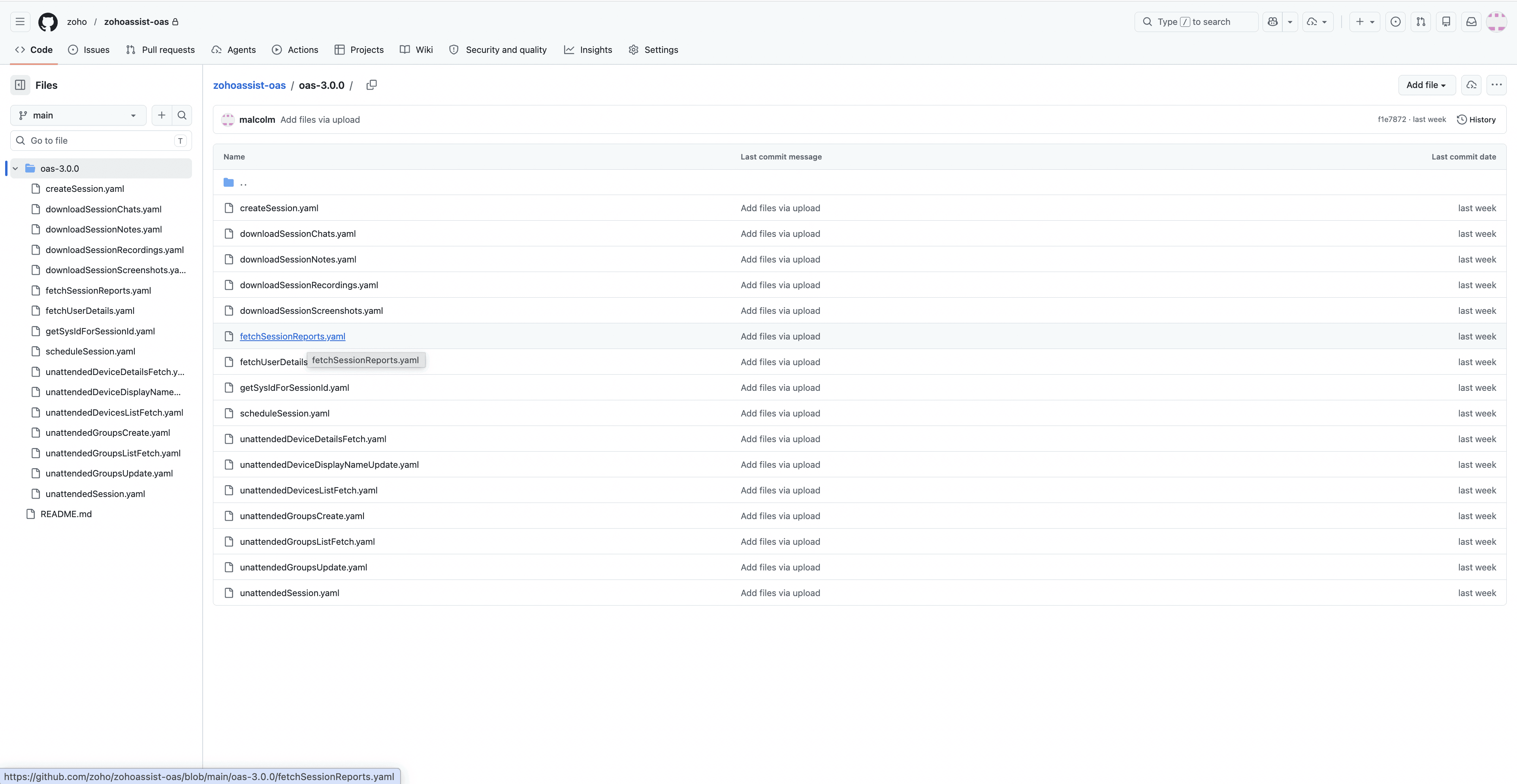 OpenAPI Specification (OAS) for Zoho Assist APIs