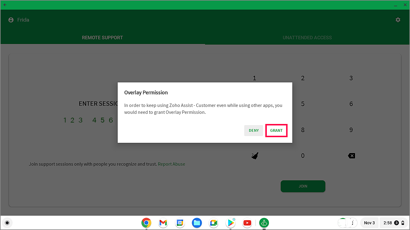 Allow overlay permission