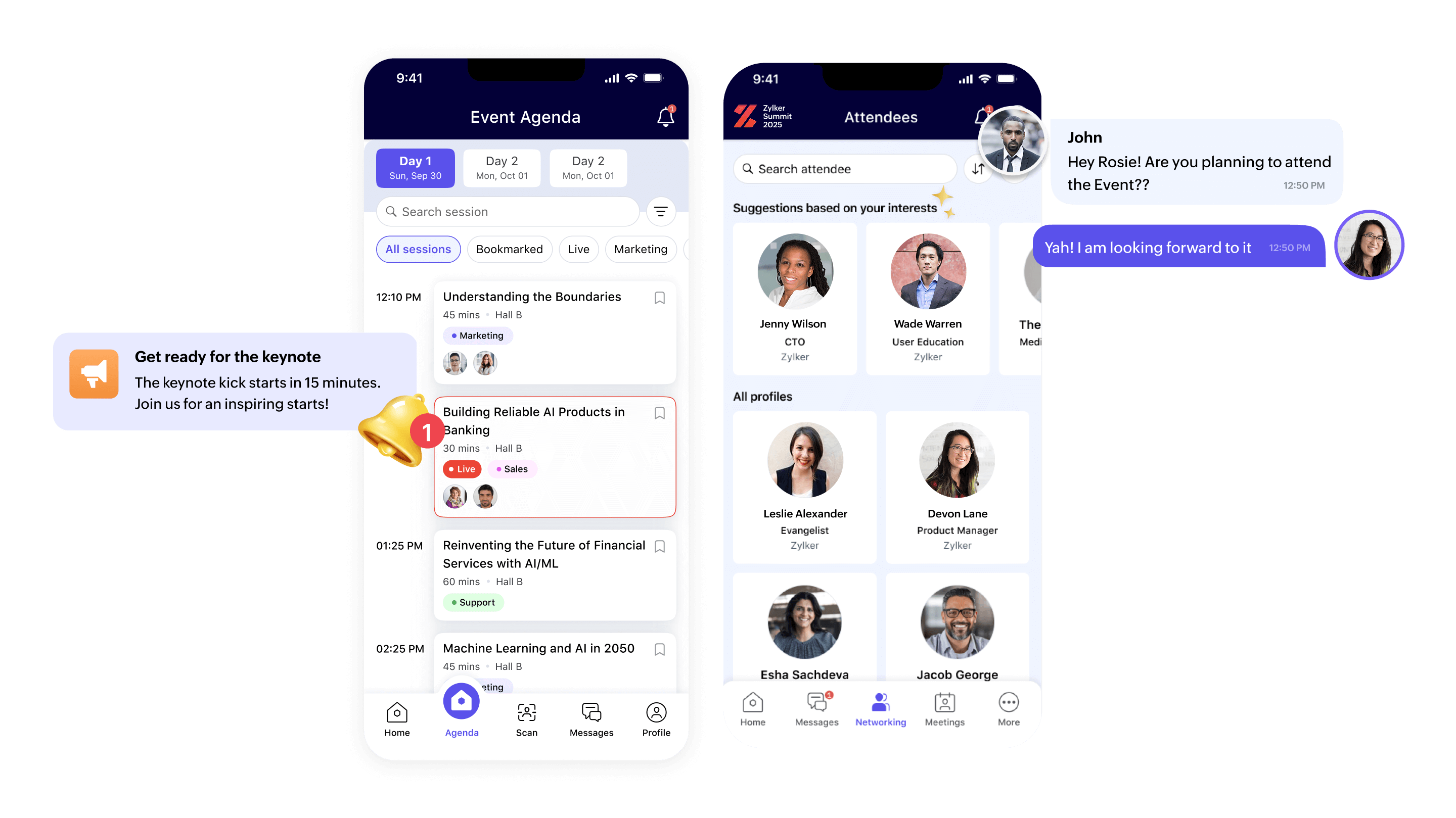 AI-powered networking facilities with Zoho Backstage's mobile app.