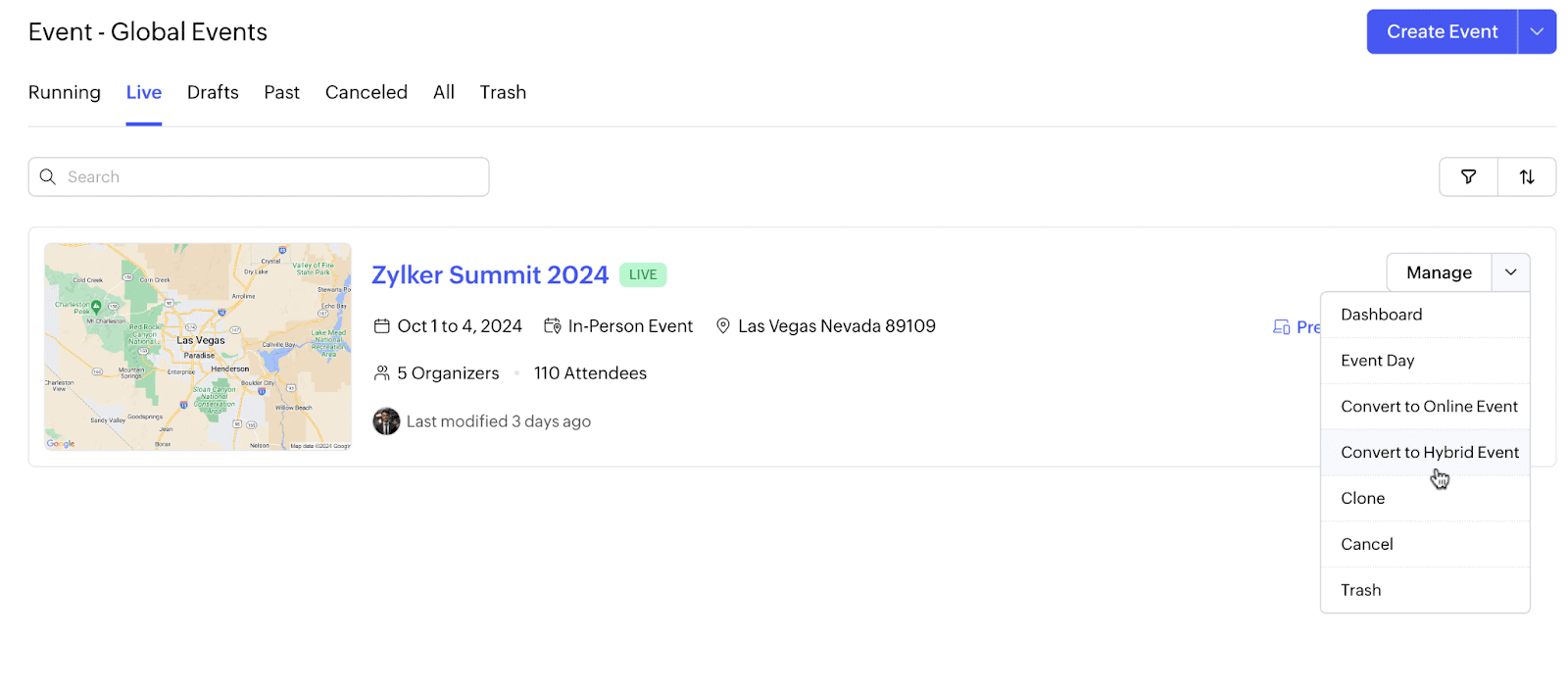 Select an event format