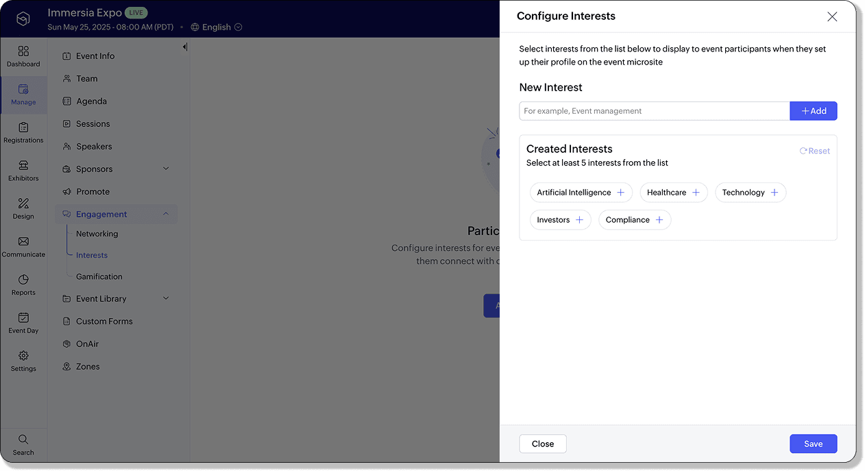 Collect interests upfront to give the AI enough context to curate meaningful matches.